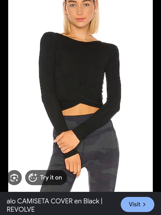 ALO Yoga Tops - ALO Yoga Black Long-Sleeve Twist Front Crop Top